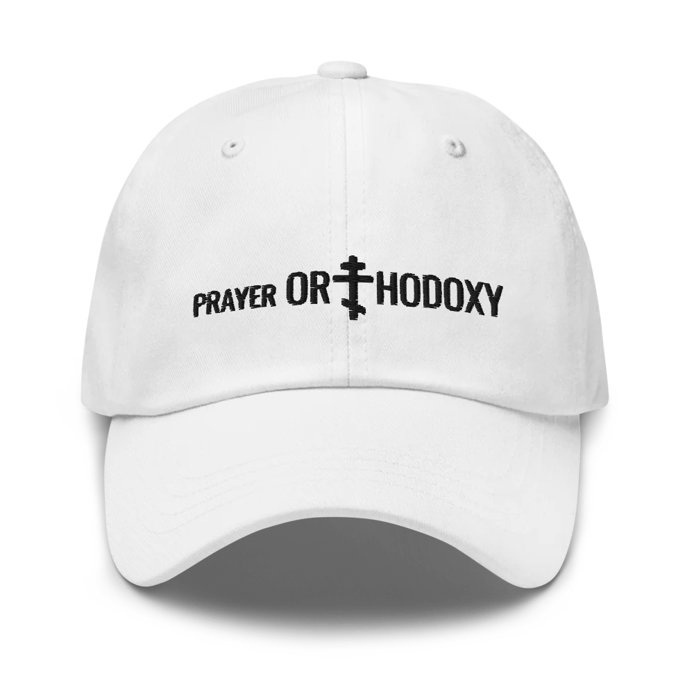 White Prayer Orthodoxy Dad hat