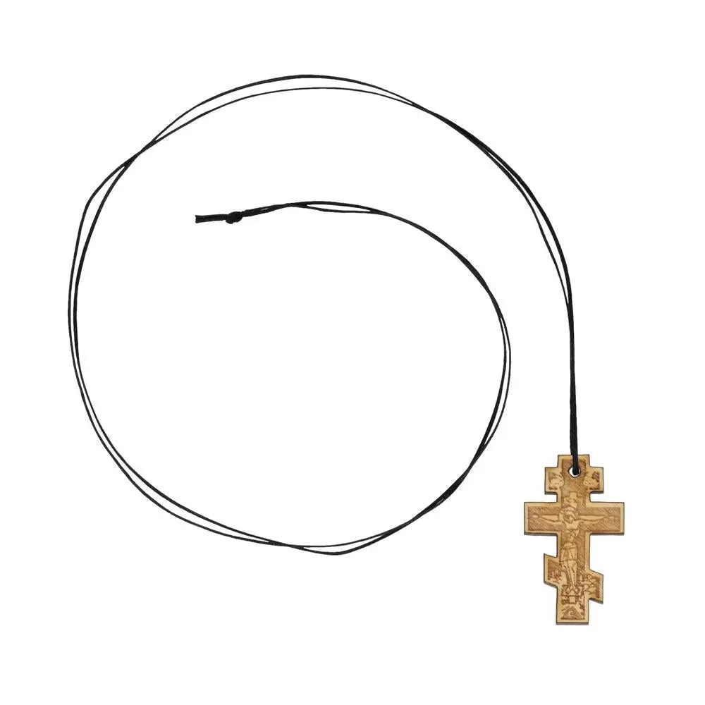 Wooden Cross Necklace - Vatopedi Monastery Prayer Orthodoxy