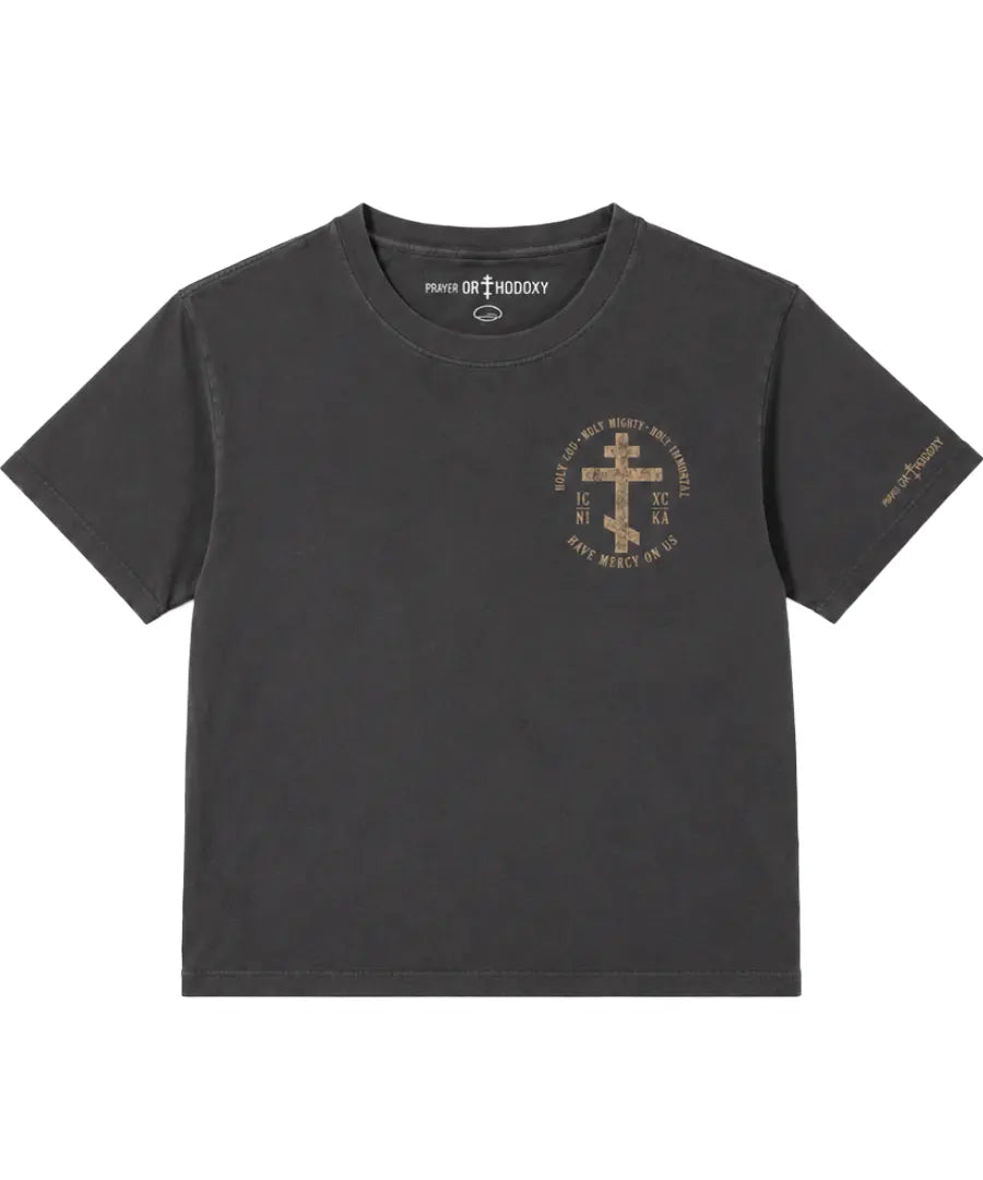 Trisagion Cross T-Shirt Heavyweight Garment Dye Prayer Orthodoxy