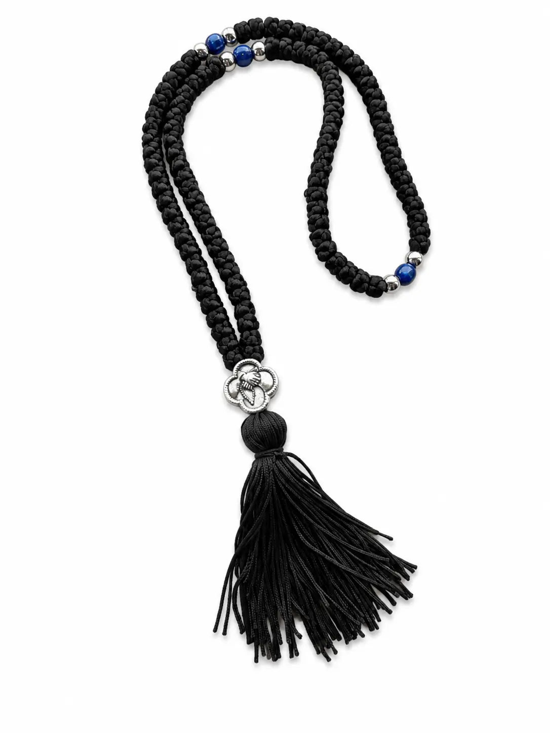 Black Prayer Rope with Metal Cross for Prayer