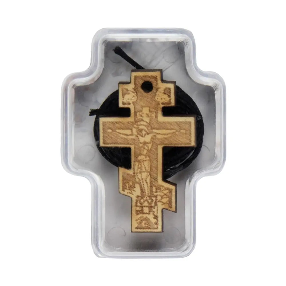 Wooden Cross Necklace - Vatopedi Monastery Prayer Orthodoxy