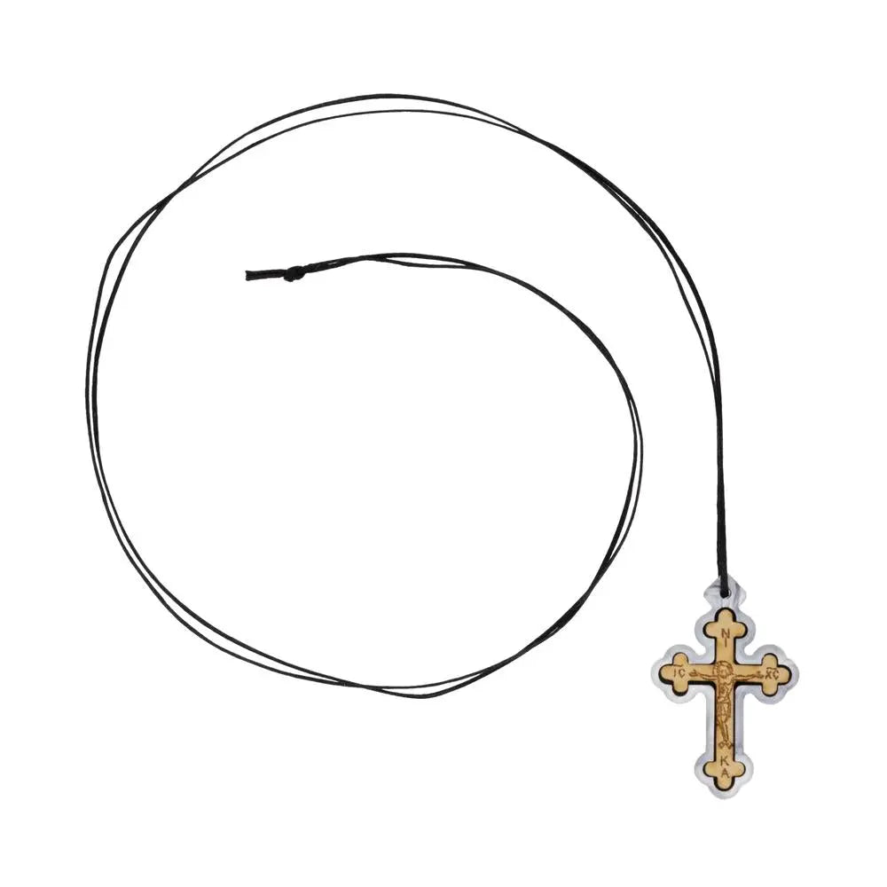 Wooden Cross Necklace with Cord – Vatopedi Monastery Prayer Orthodoxy