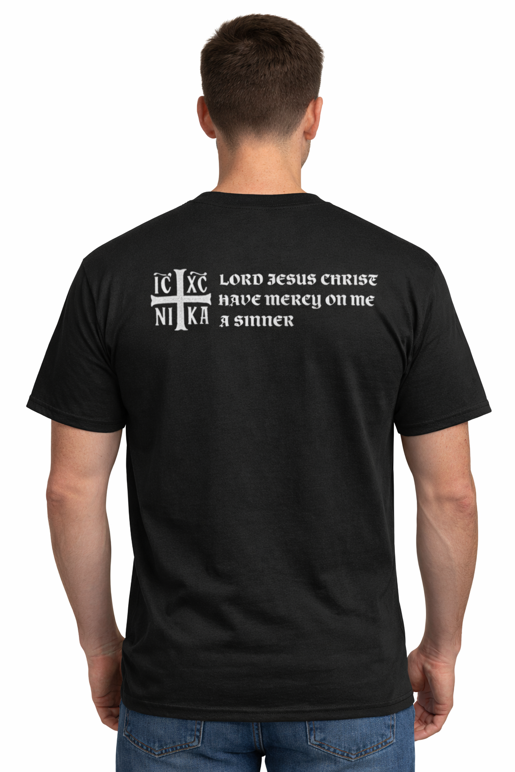 Jesus Prayer | English NIKA Loose Fit Tee | Black