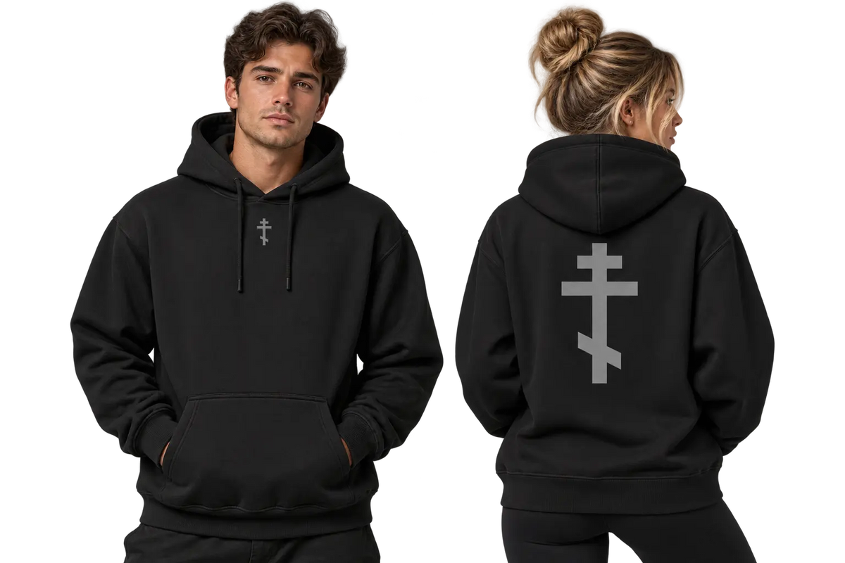 Slate Grey Orthodox Cross Hoodie Prayer Orthodoxy