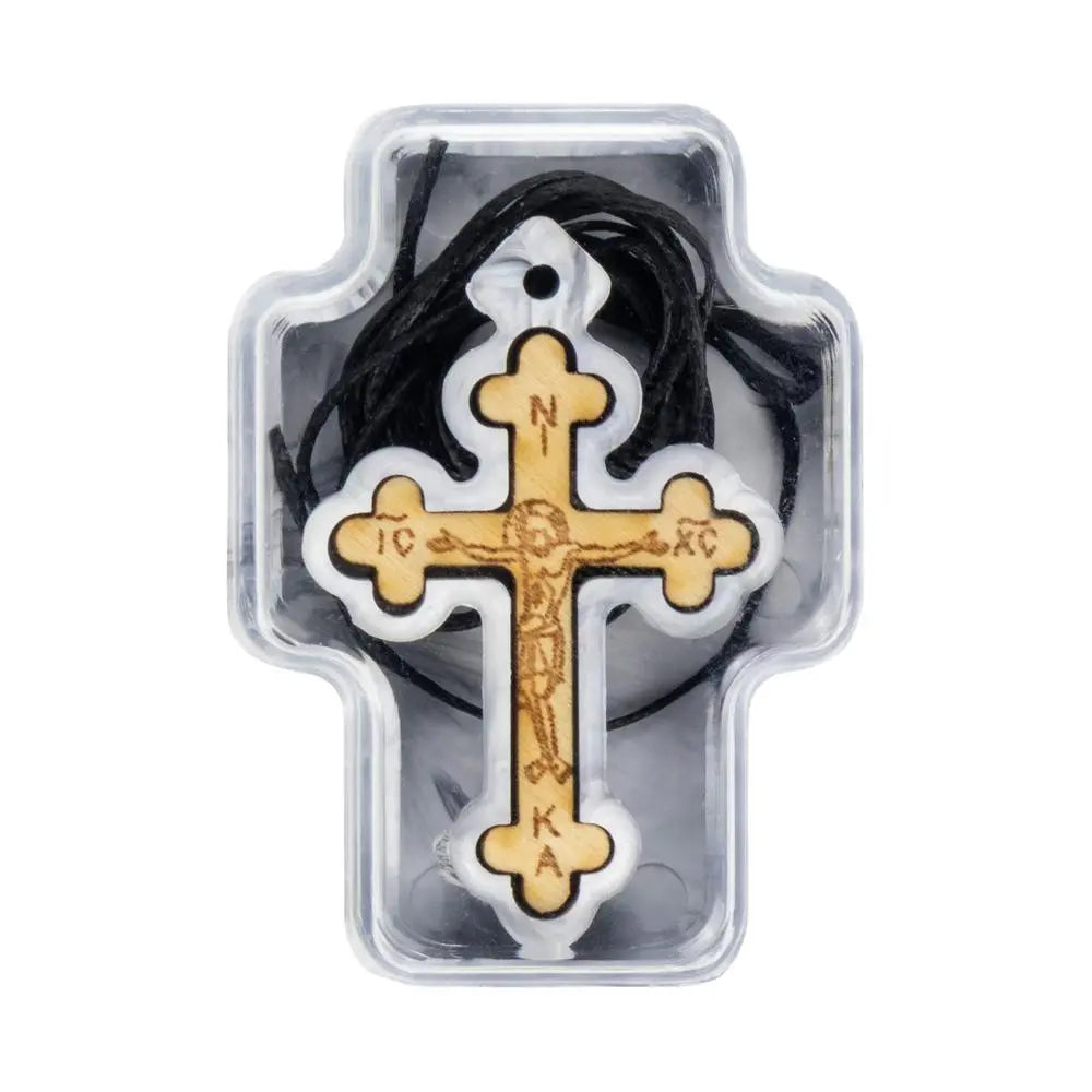 Wooden Cross Necklace with Cord – Vatopedi Monastery Prayer Orthodoxy