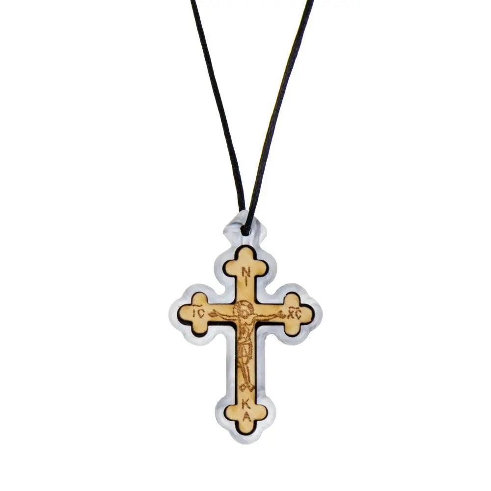 Wooden Cross Necklace with Cord – Vatopedi Monastery Prayer Orthodoxy