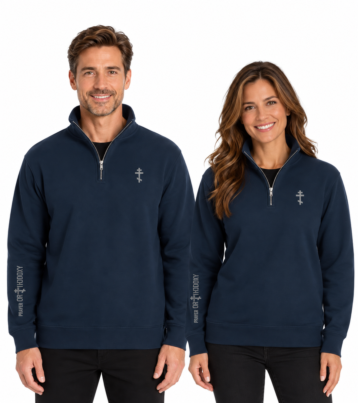 Embroidered Orthodox Cross | Premium Unisex Quarter Zip Prayer Orthodoxy