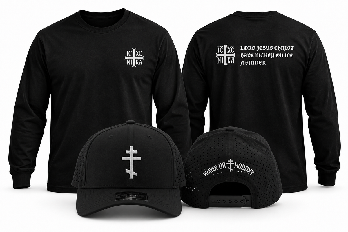 Jesus Prayer Long Sleeve & Orthodox Cross Hat Bundle