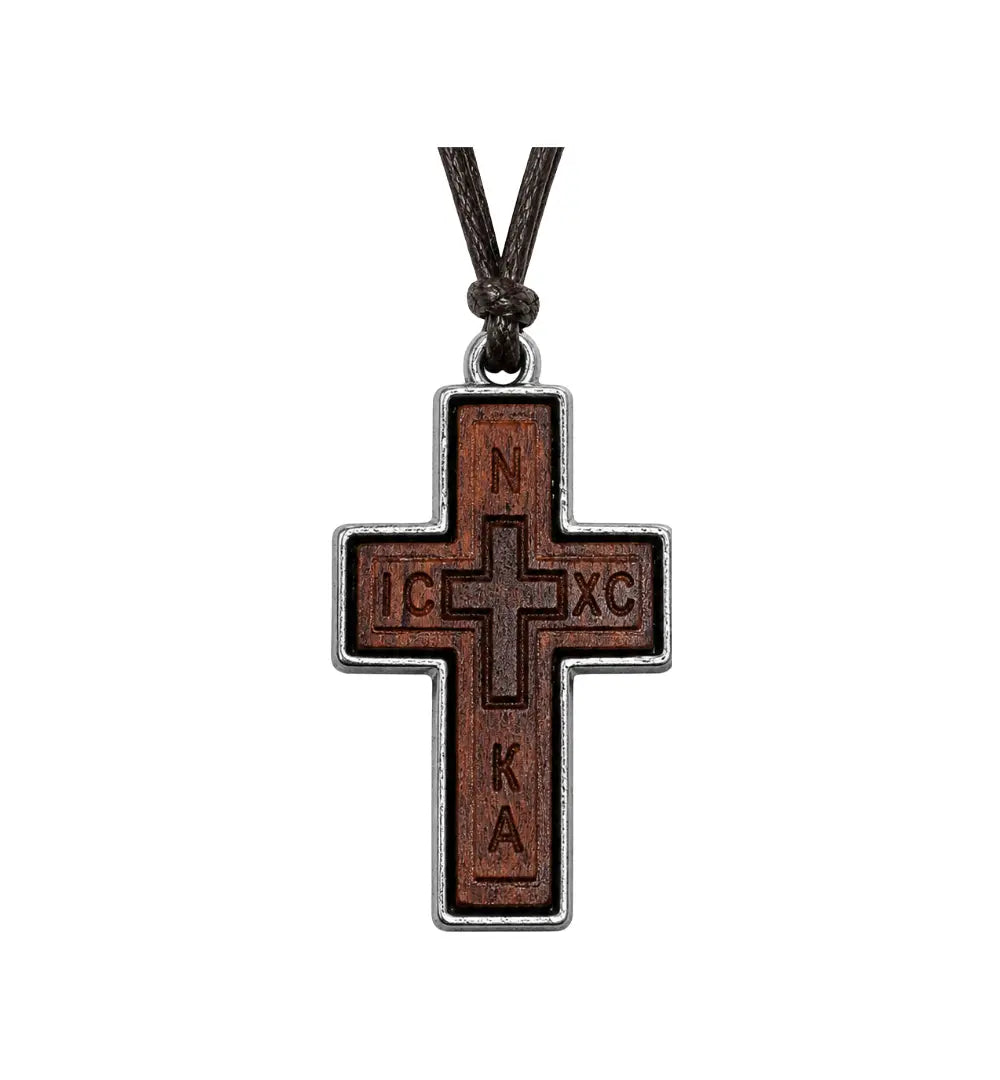 NIKA Wooden Cross Necklace - Holy Annunciation Monastery Prayer Orthodoxy