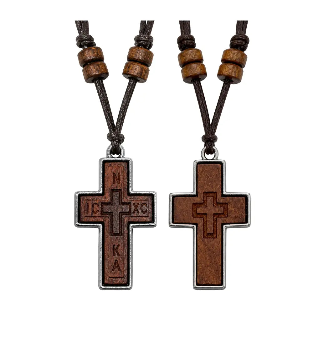 NIKA Wooden Cross Necklace - Holy Annunciation Monastery Prayer Orthodoxy