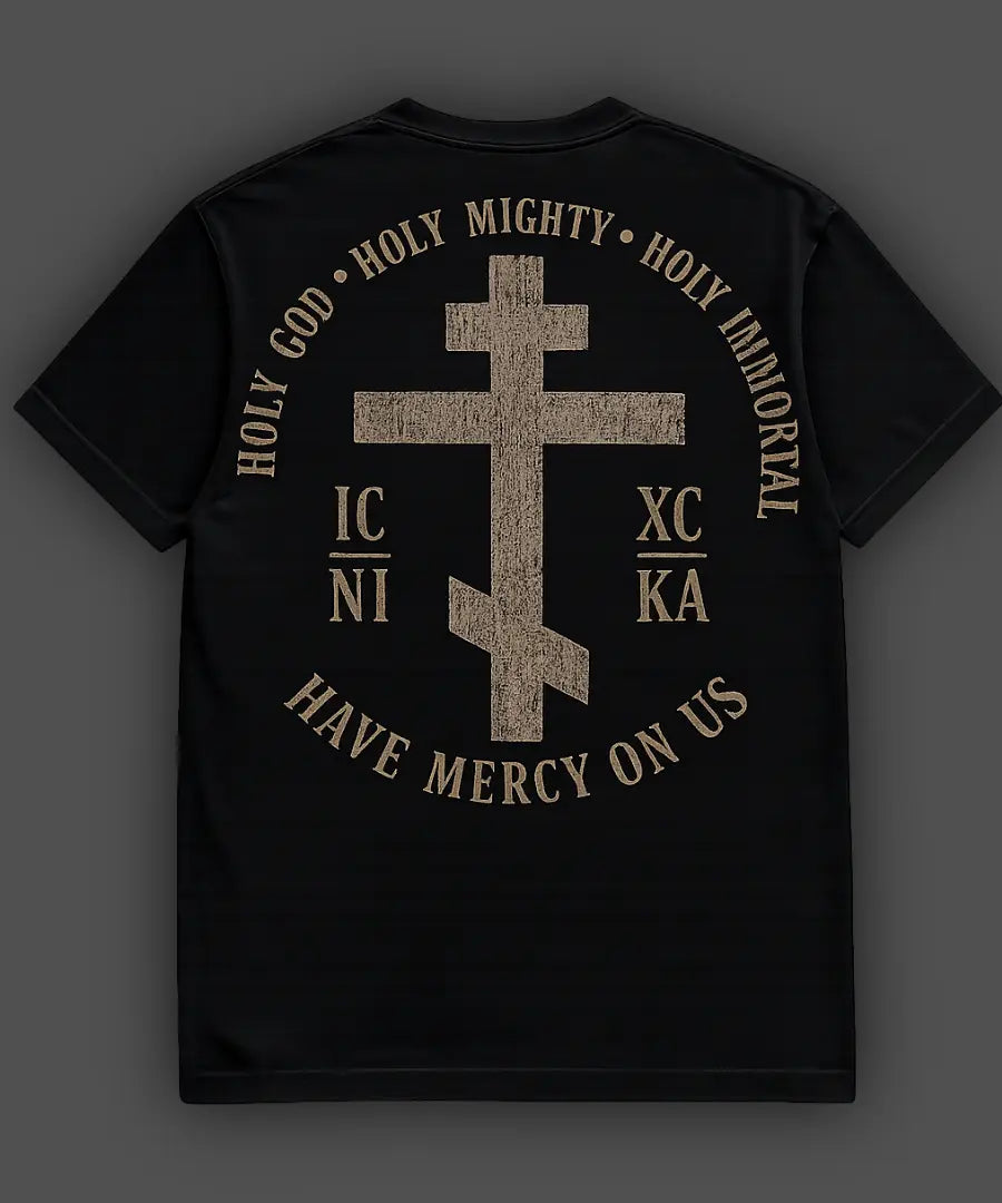 Trisagion Cross | Unisex T-Shirt | Heavyweight Garment Dye Prayer Orthodoxy
