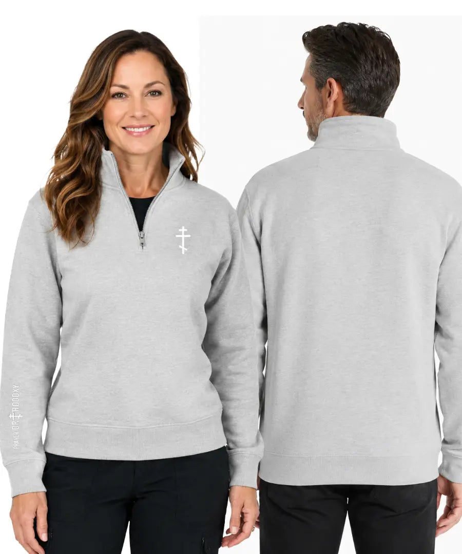 Embroidered Orthodox Cross | Premium Unisex Quarter Zip Prayer Orthodoxy