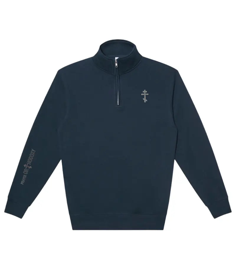 Embroidered Orthodox Cross | Premium Unisex Quarter Zip Prayer Orthodoxy