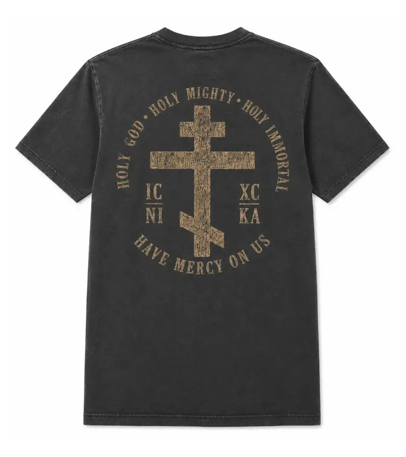 Trisagion Cross T-Shirt Heavyweight Garment Dye Prayer Orthodoxy