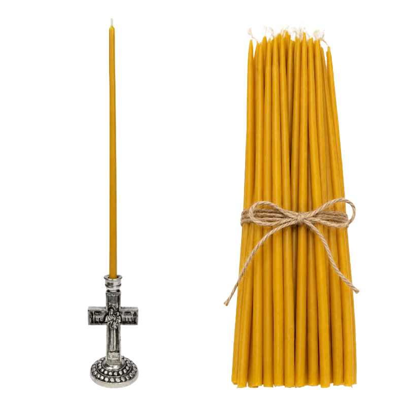 Orthodox Prayer Candle & Cross Candle Holder Bundle Prayer Orthodoxy