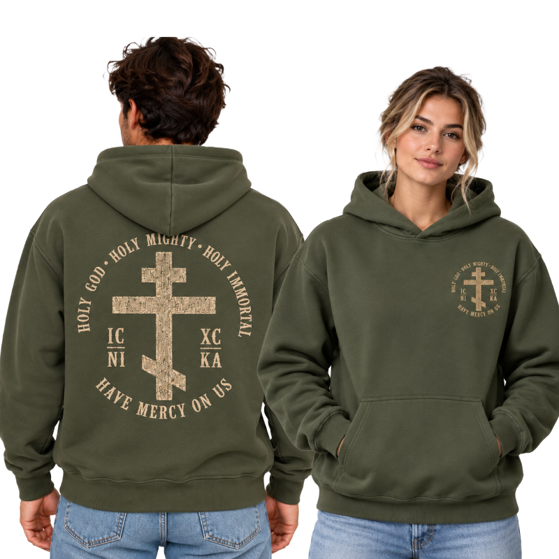 Olive Green Trisagion Hoodie Prayer Orthodoxy