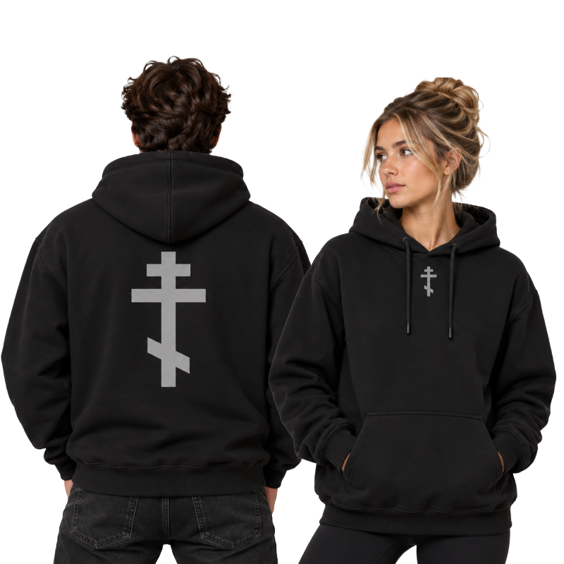Slate Grey Orthodox Cross Hoodie Prayer Orthodoxy