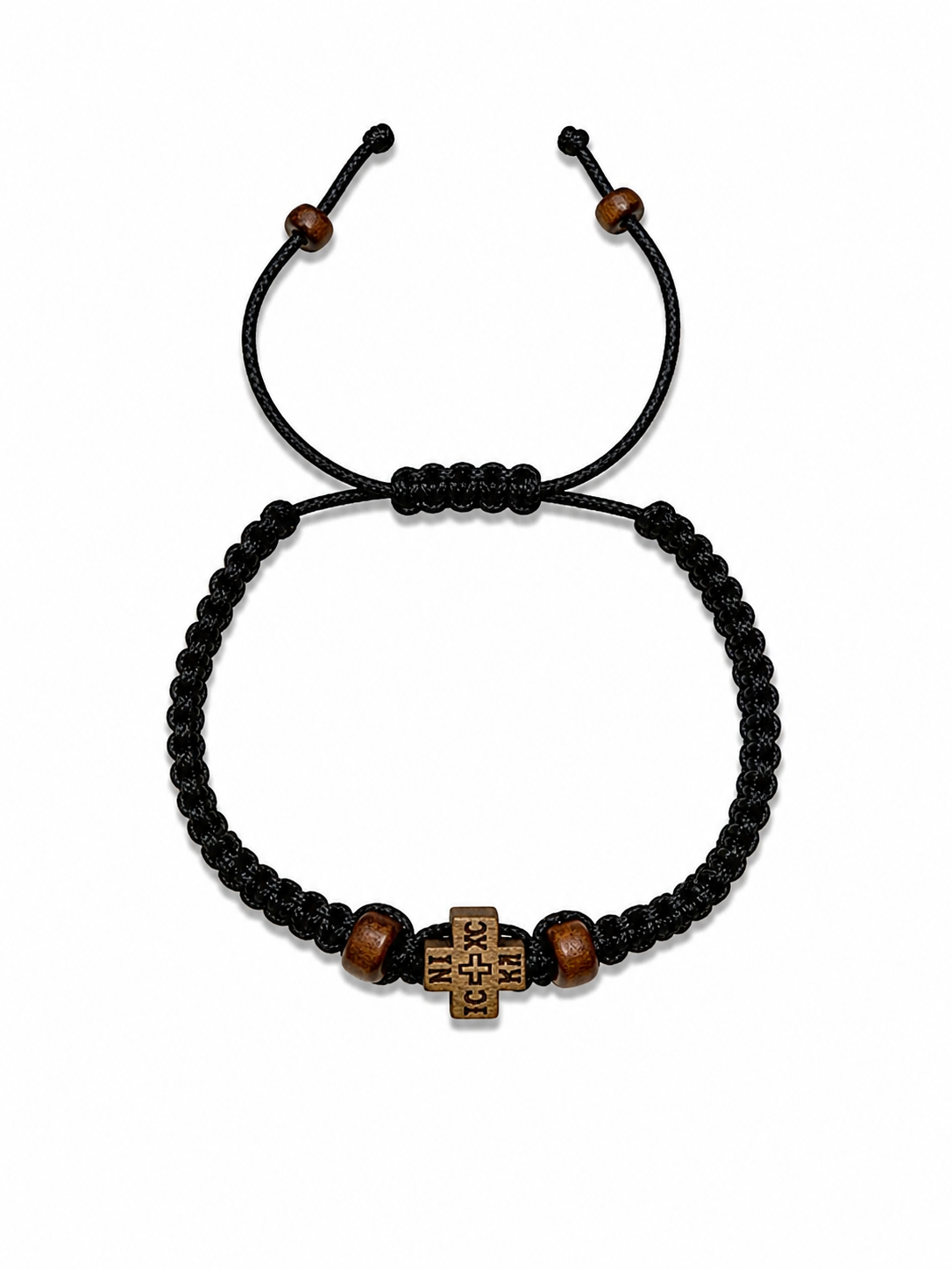 Wood Cross Macrame Bracelet - Holy Annunciation Monastery