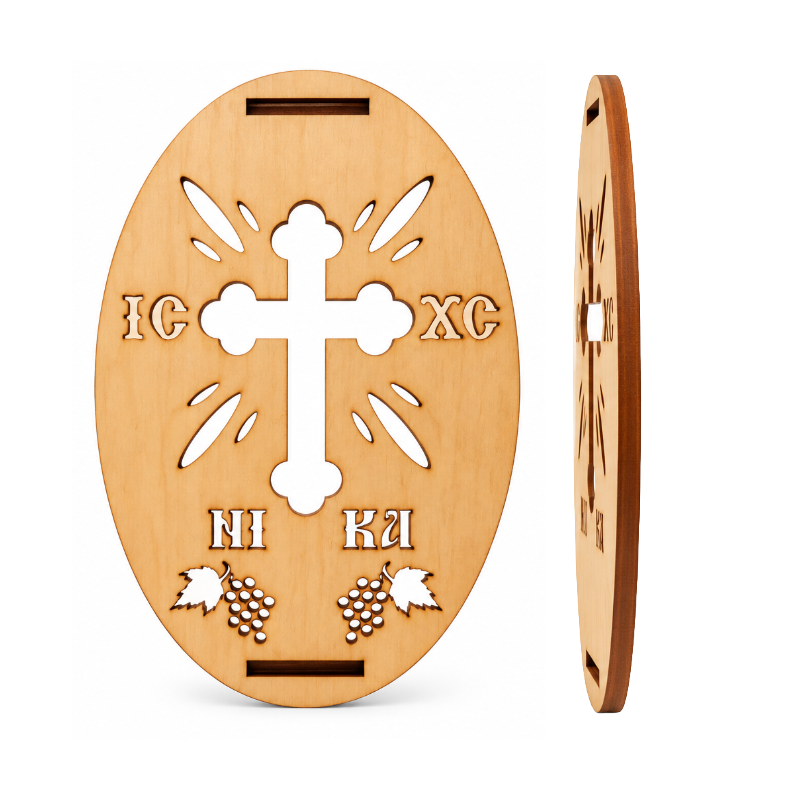 IC XC NIKA Wooden Koliva Seal – Mount Athos Prayer Orthodoxy