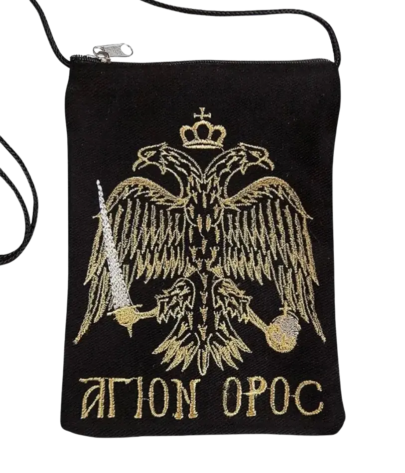 Embroidered Byzantine Eagle Pouch | Mount Athos Prayer Orthodoxy