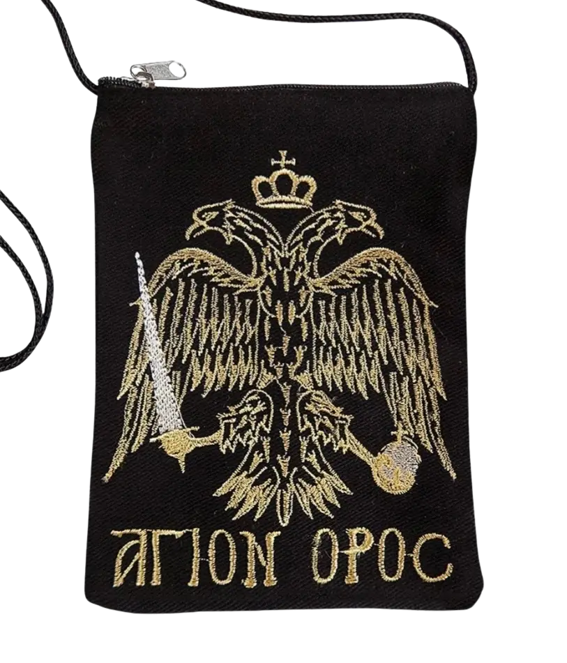 Embroidered Byzantine Eagle Pouch | Mount Athos