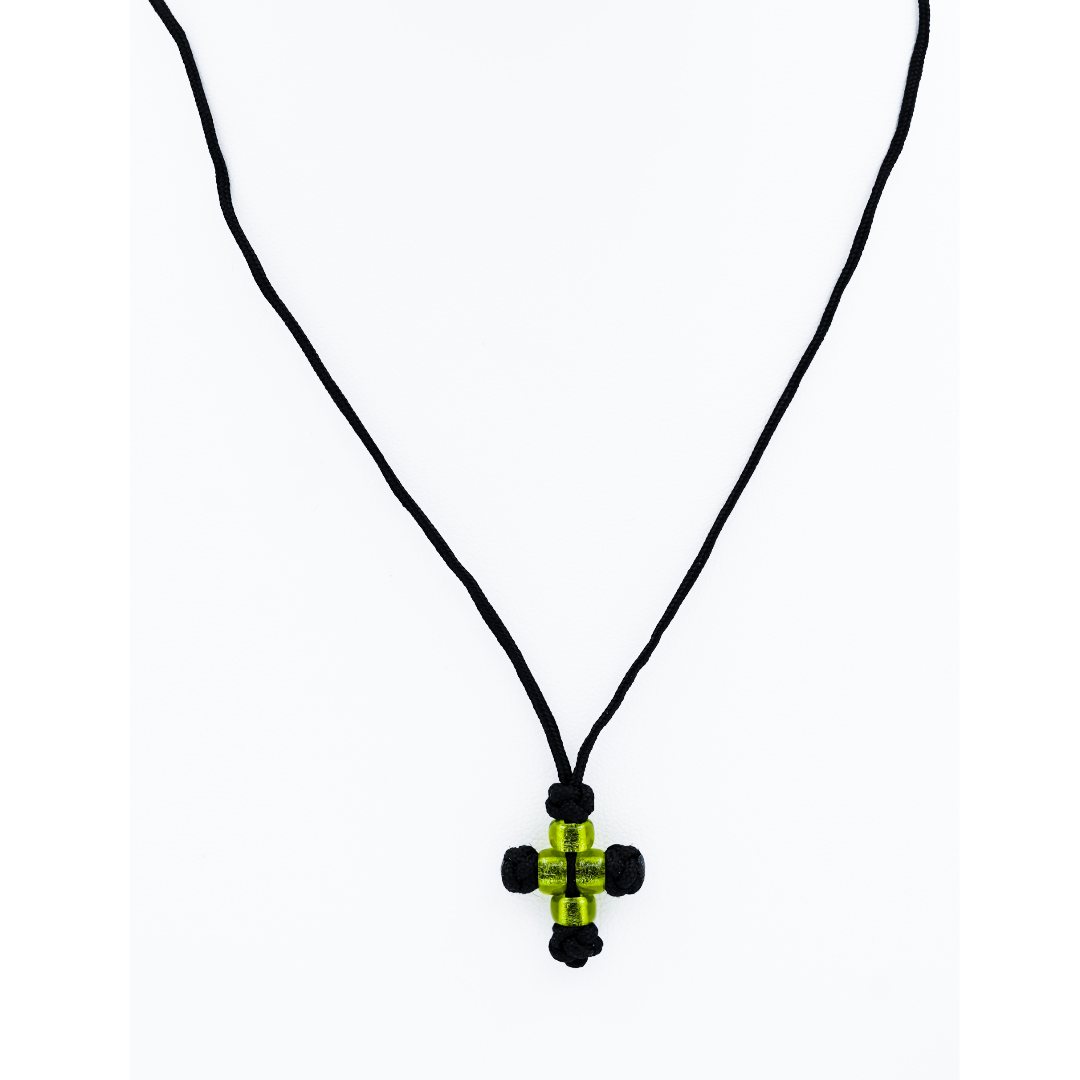 Green Nylon Cross Necklace - Annunciation Monastery