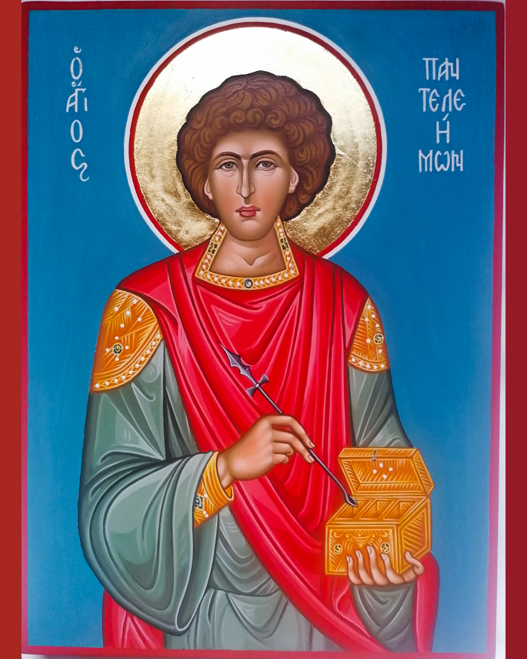 Hand Painted Icon of Saint Panteleimon 22cm x 30cm