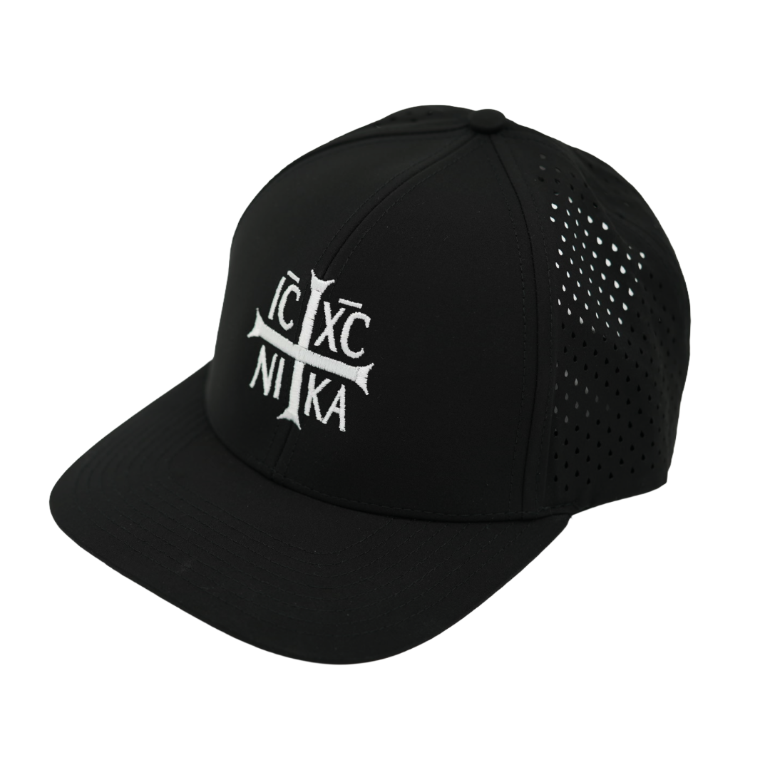 Black cap with white logo