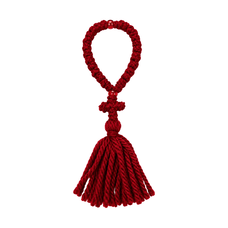 33-Knot Handmade Albanian Wool Prayer Rope – Burgundy Prayer Orthodoxy