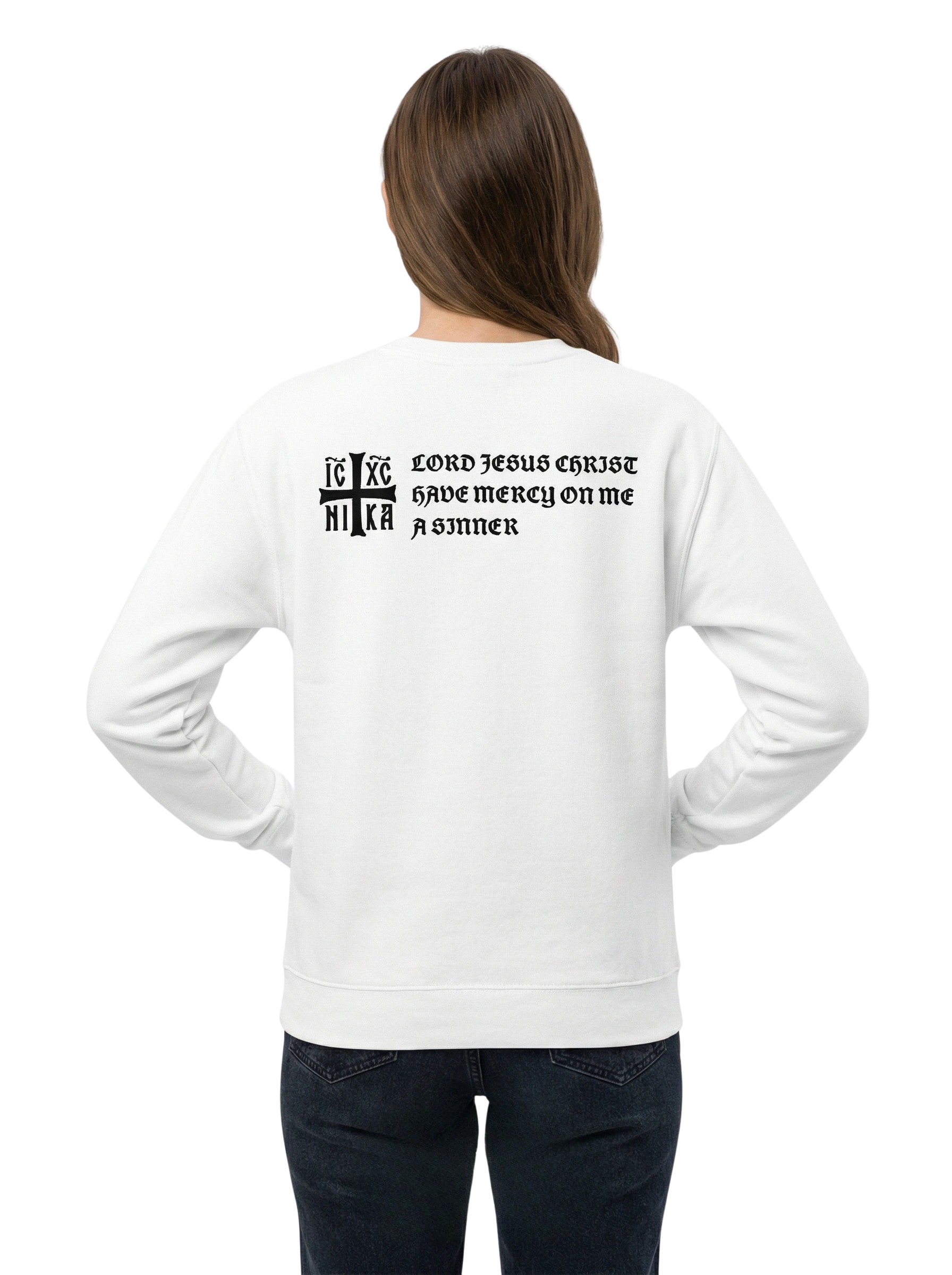 Jesus Prayer | Premium NIKA Sweatshirt | White
